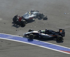 Trio left to rue Turn 2 collision